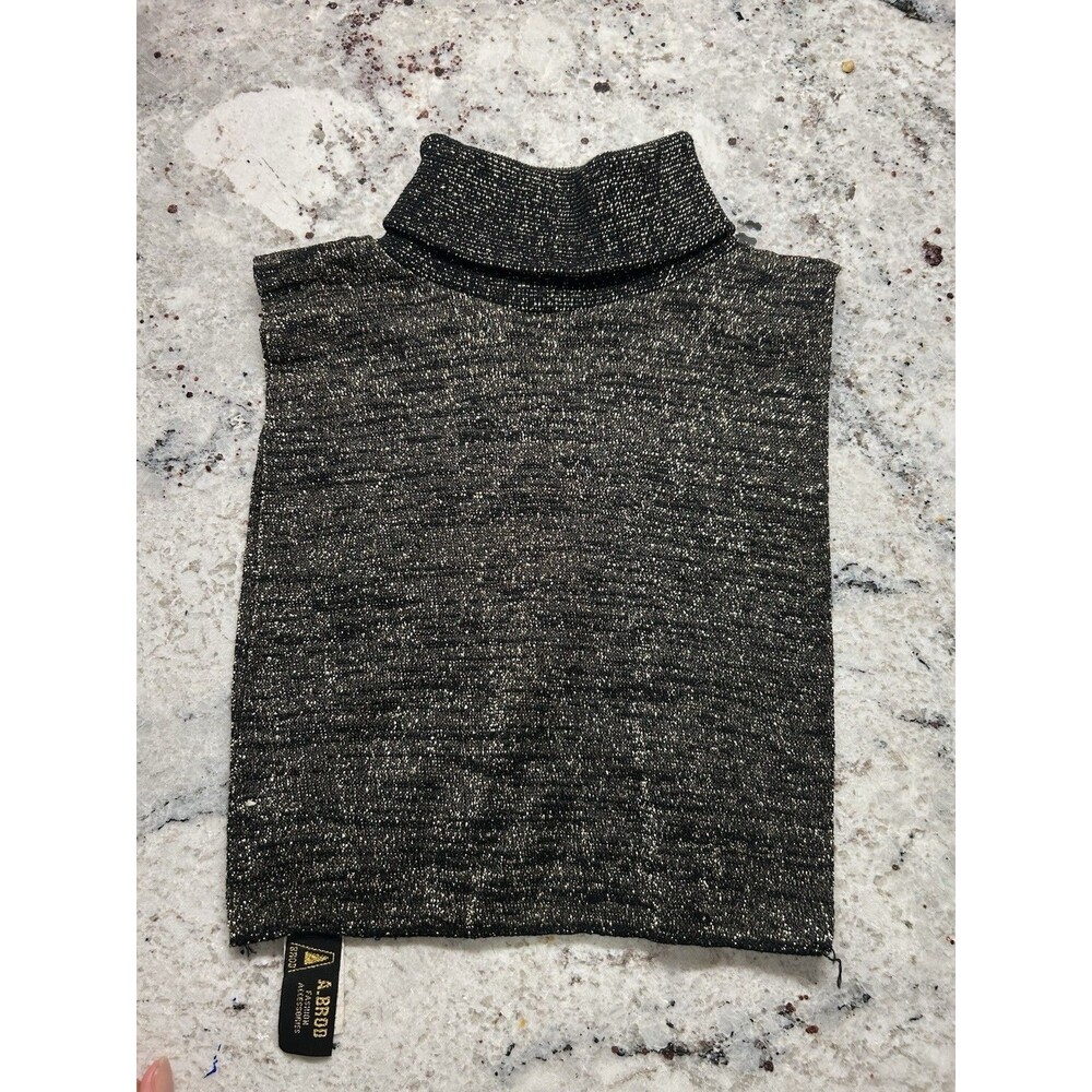 Vintage Mock Turtleneck False Collar Dickey Black Metallic Gold Knit Gothic